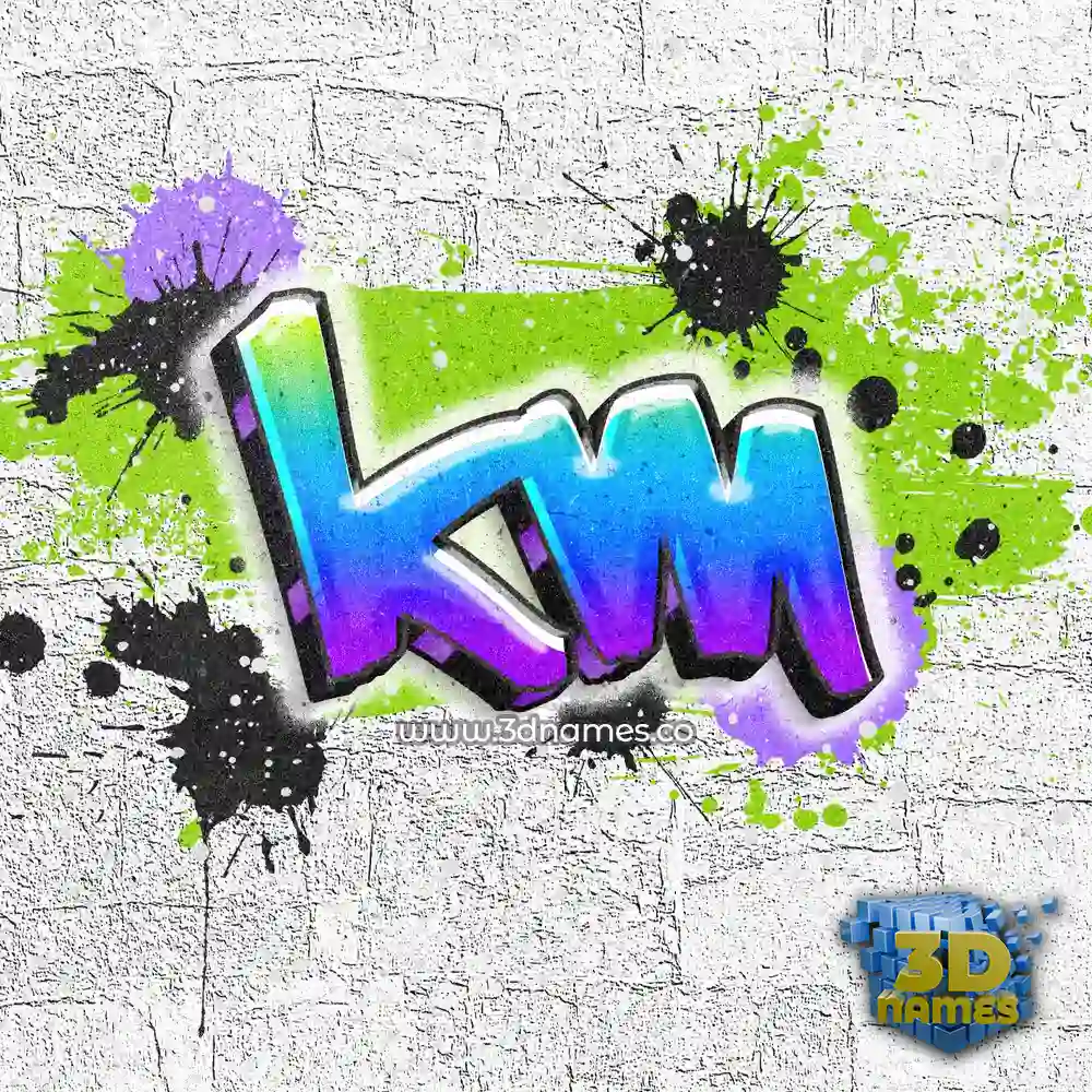 km in Graffiti Grunge style - 3D name wallpaper