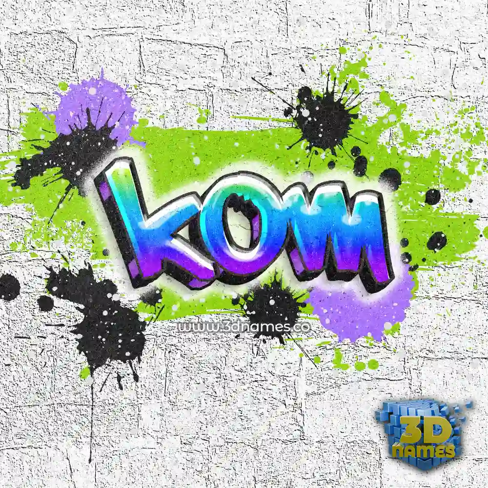 kom in Graffiti Grunge style - 3D name wallpaper
