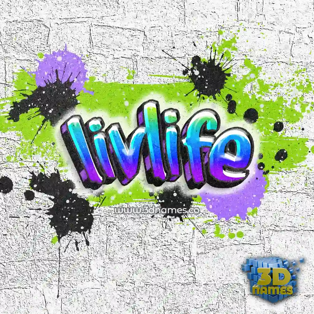 livlife in Graffiti Grunge style - 3D name wallpaper
