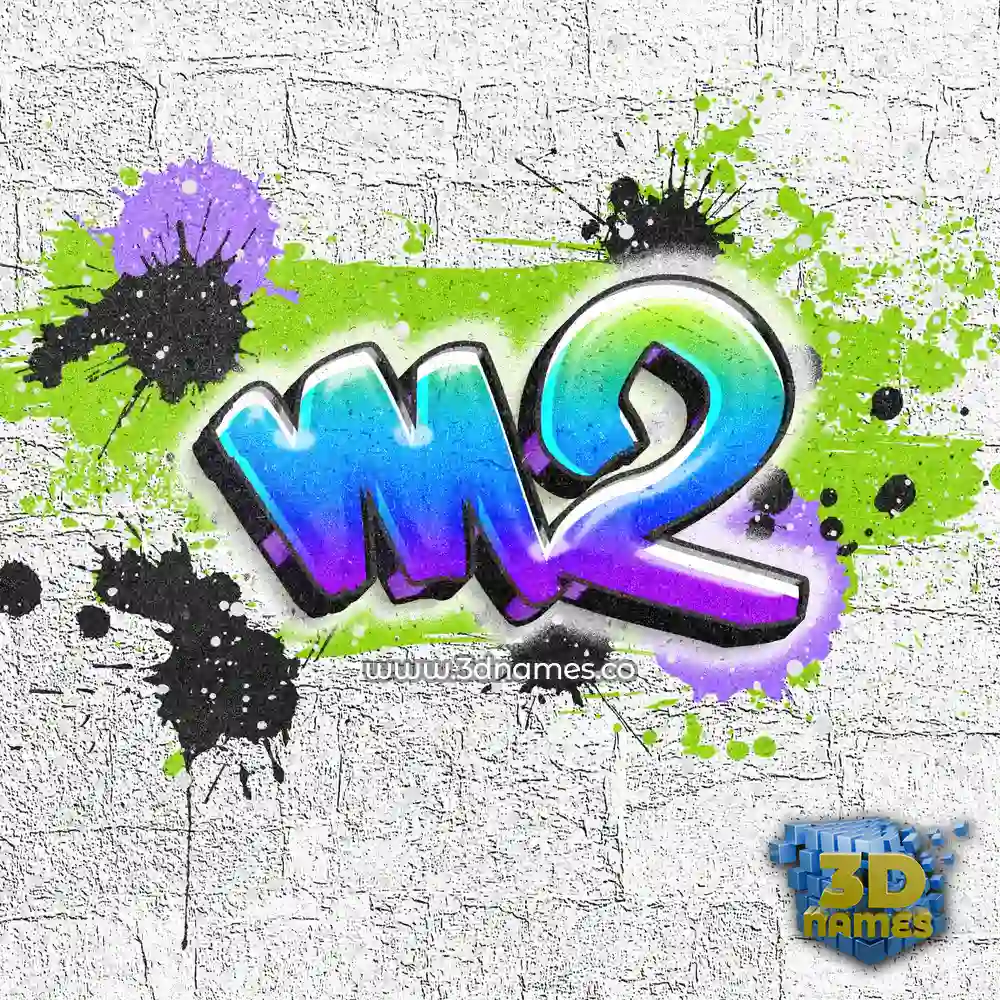 m2 in Graffiti Grunge style - 3D name wallpaper
