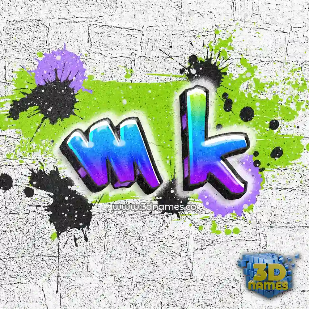 m k in Graffiti Grunge style - 3D name wallpaper