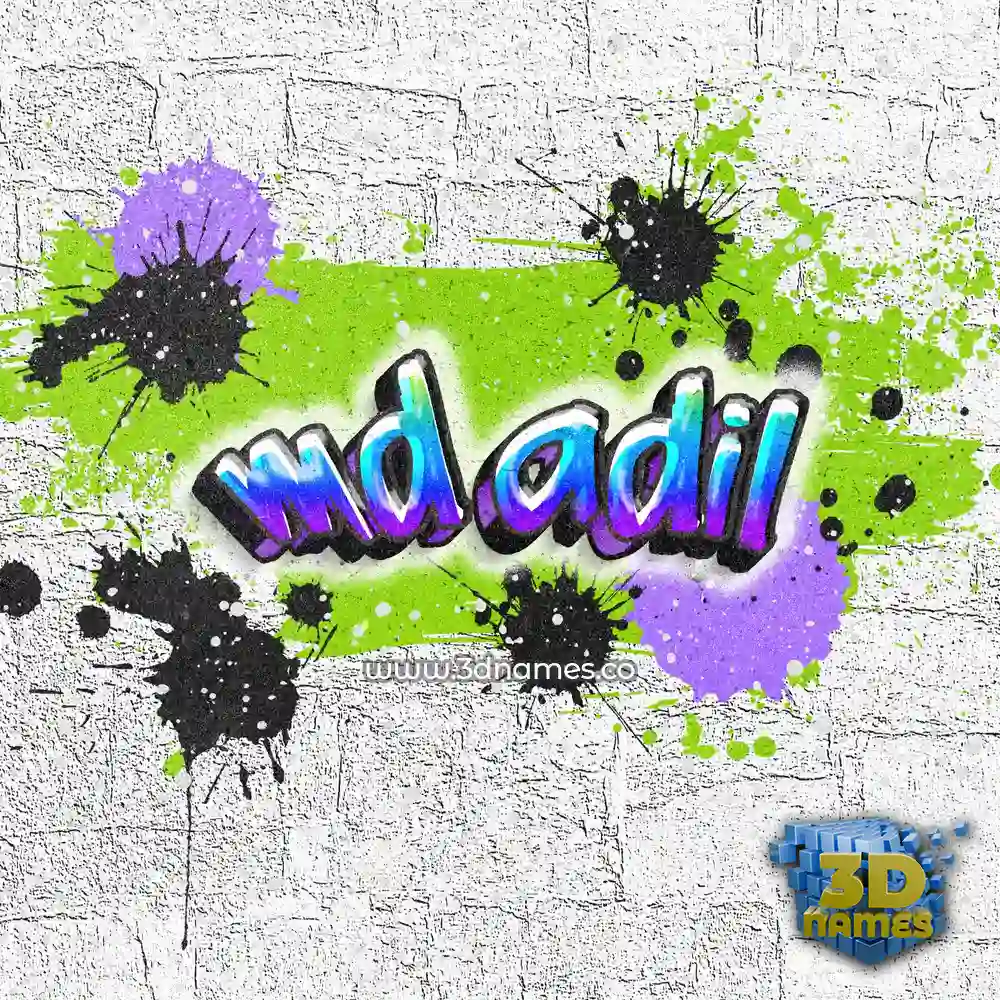 md adil in Graffiti Grunge style - 3D name wallpaper