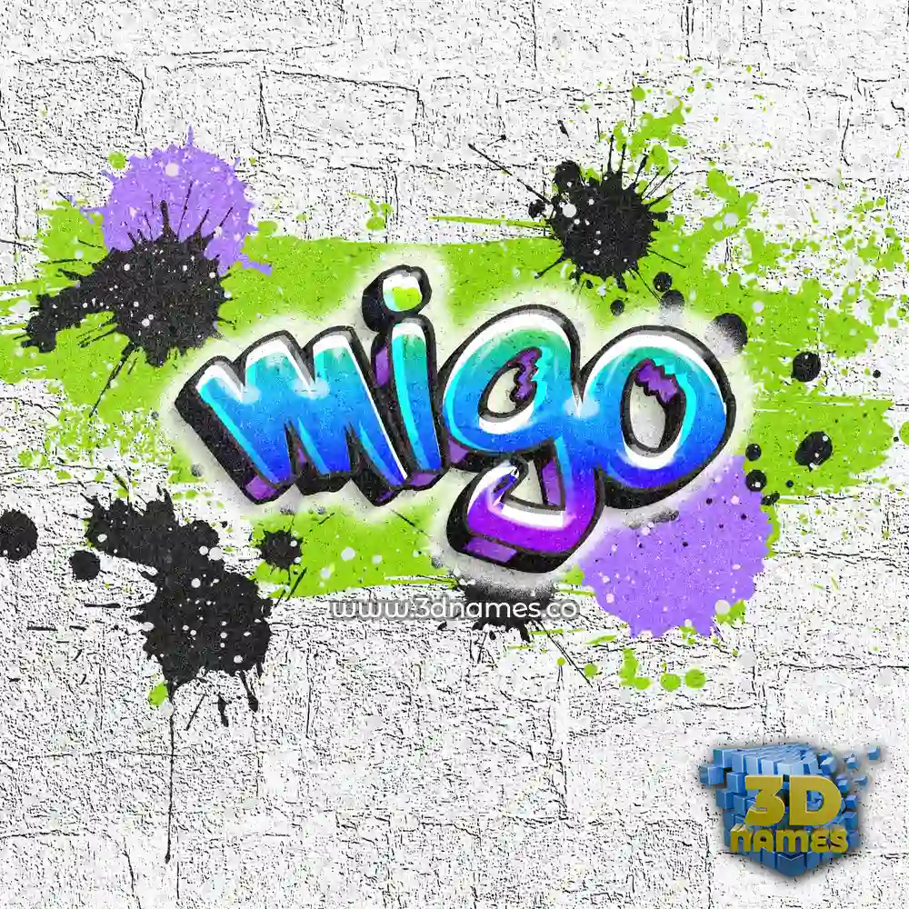 migo in Graffiti Grunge style - 3D name wallpaper