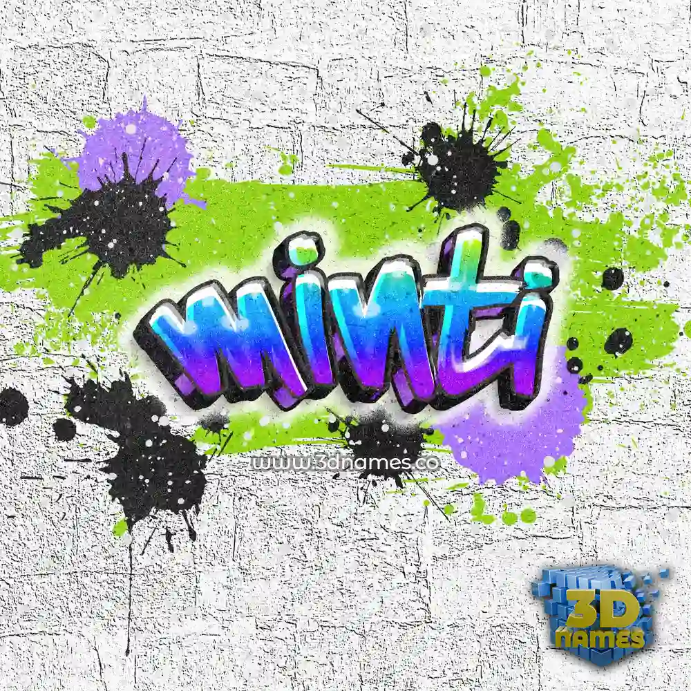 minti in Graffiti Grunge style - 3D name wallpaper