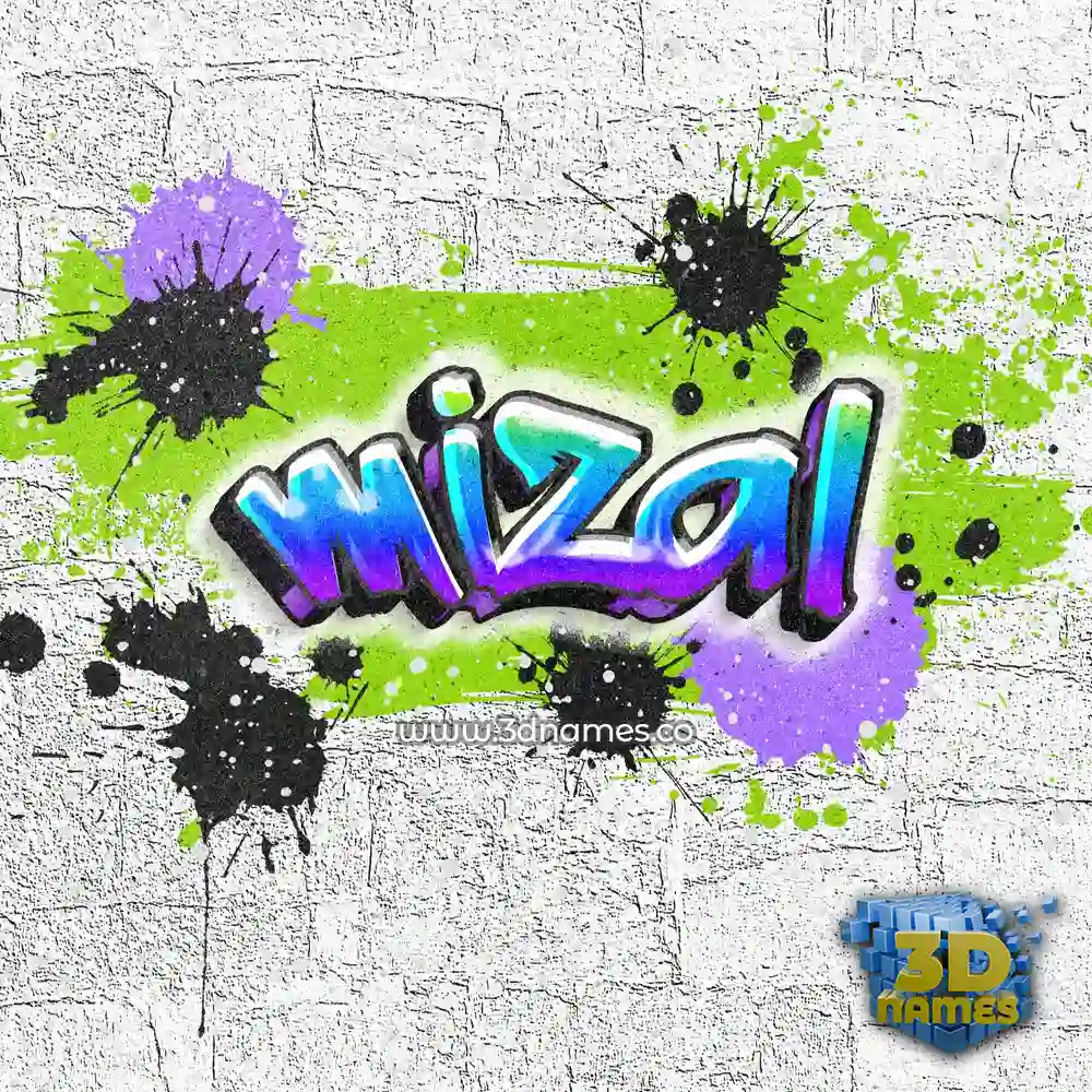 mizal in Graffiti Grunge style - 3D name wallpaper