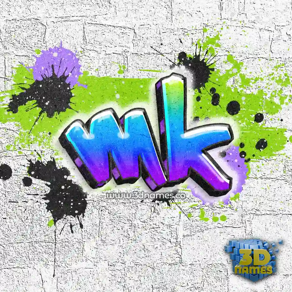 mk in Graffiti Grunge style - 3D name wallpaper