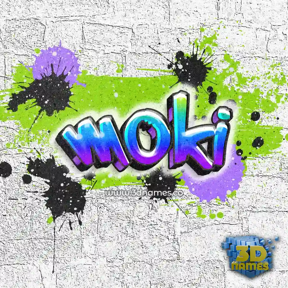 moki in Graffiti Grunge style - 3D name wallpaper