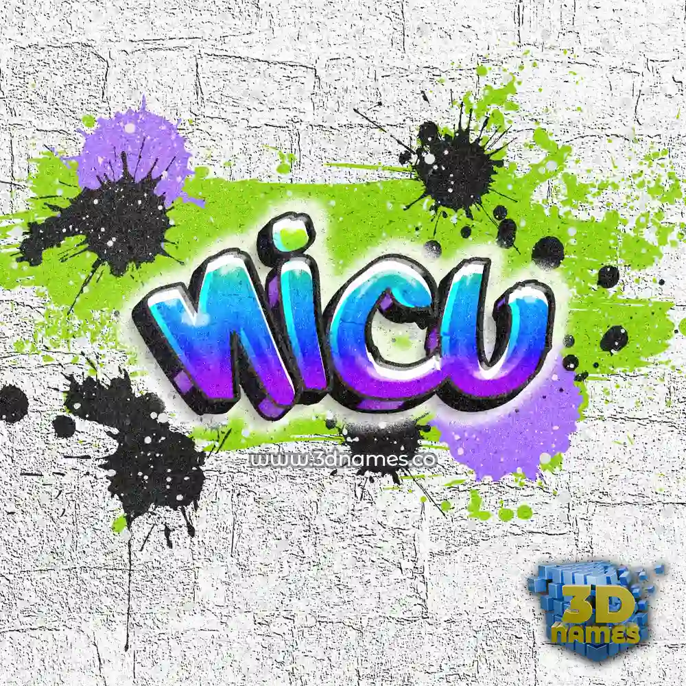 nicu in Graffiti Grunge style - 3D name wallpaper
