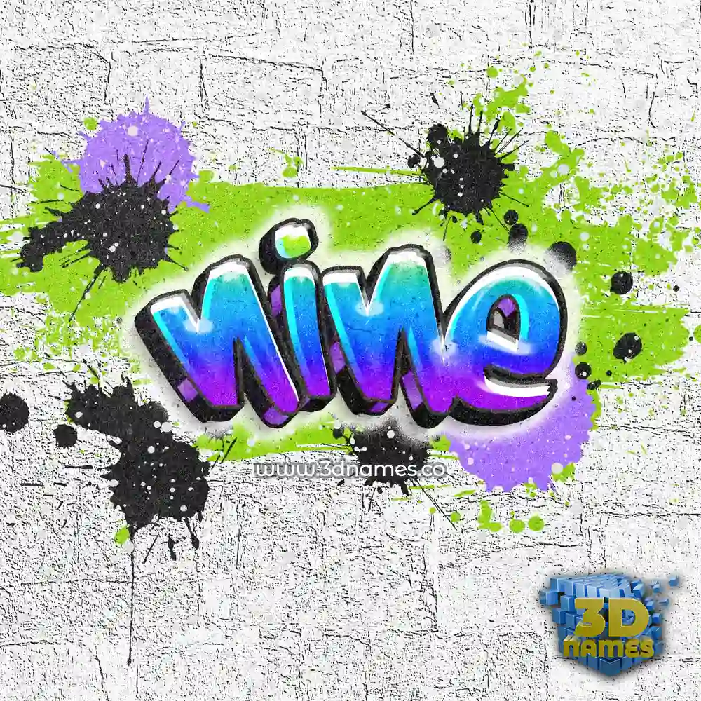 nine in Graffiti Grunge style - 3D name wallpaper