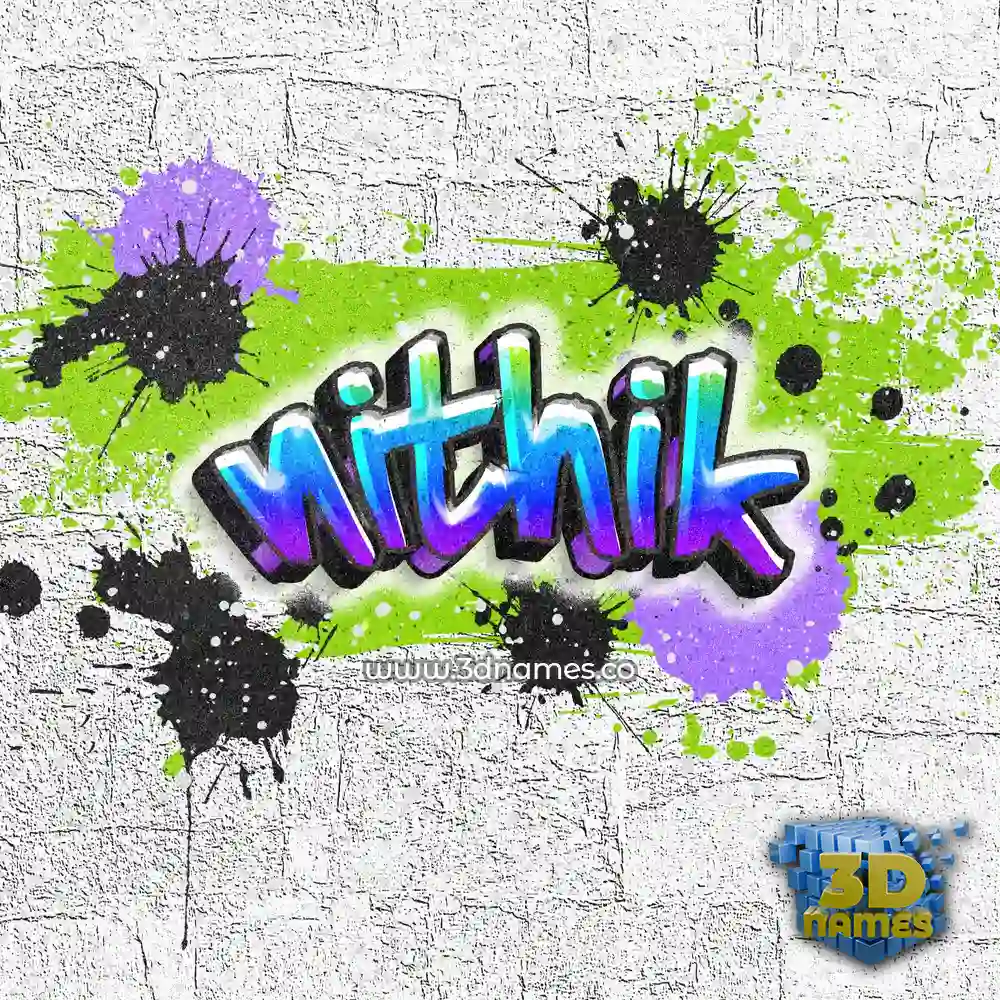 nithik in Graffiti Grunge style - 3D name wallpaper