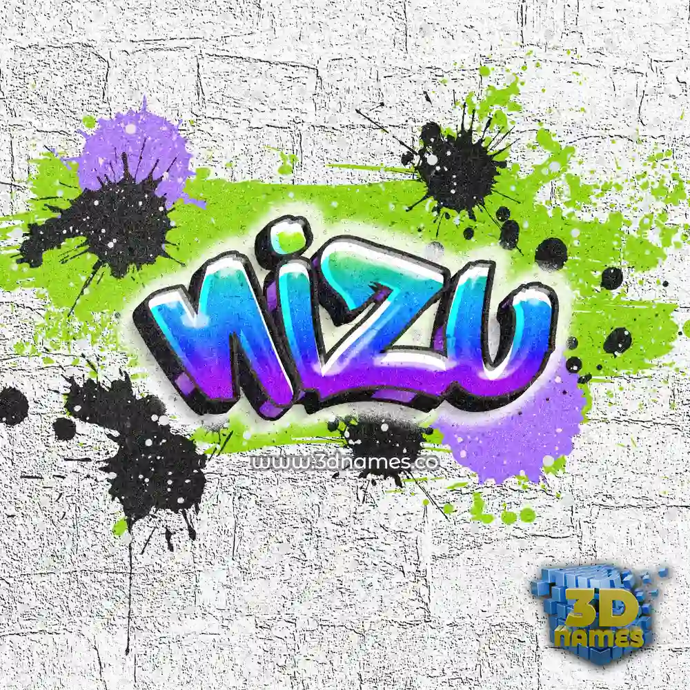 nizu in Graffiti Grunge style - 3D name wallpaper