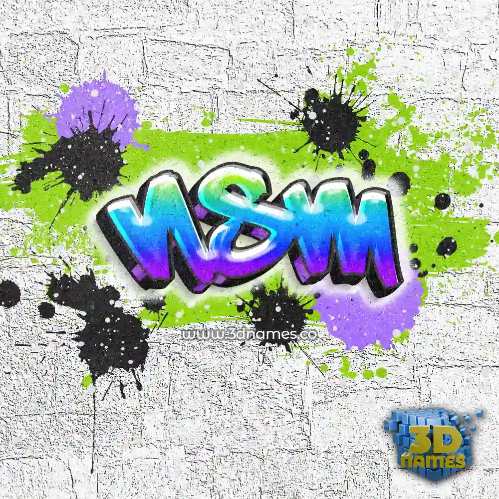 nsm in Graffiti Grunge style - 3D name wallpaper