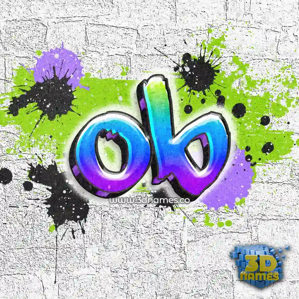 ob in Graffiti Grunge style - 3D name wallpaper