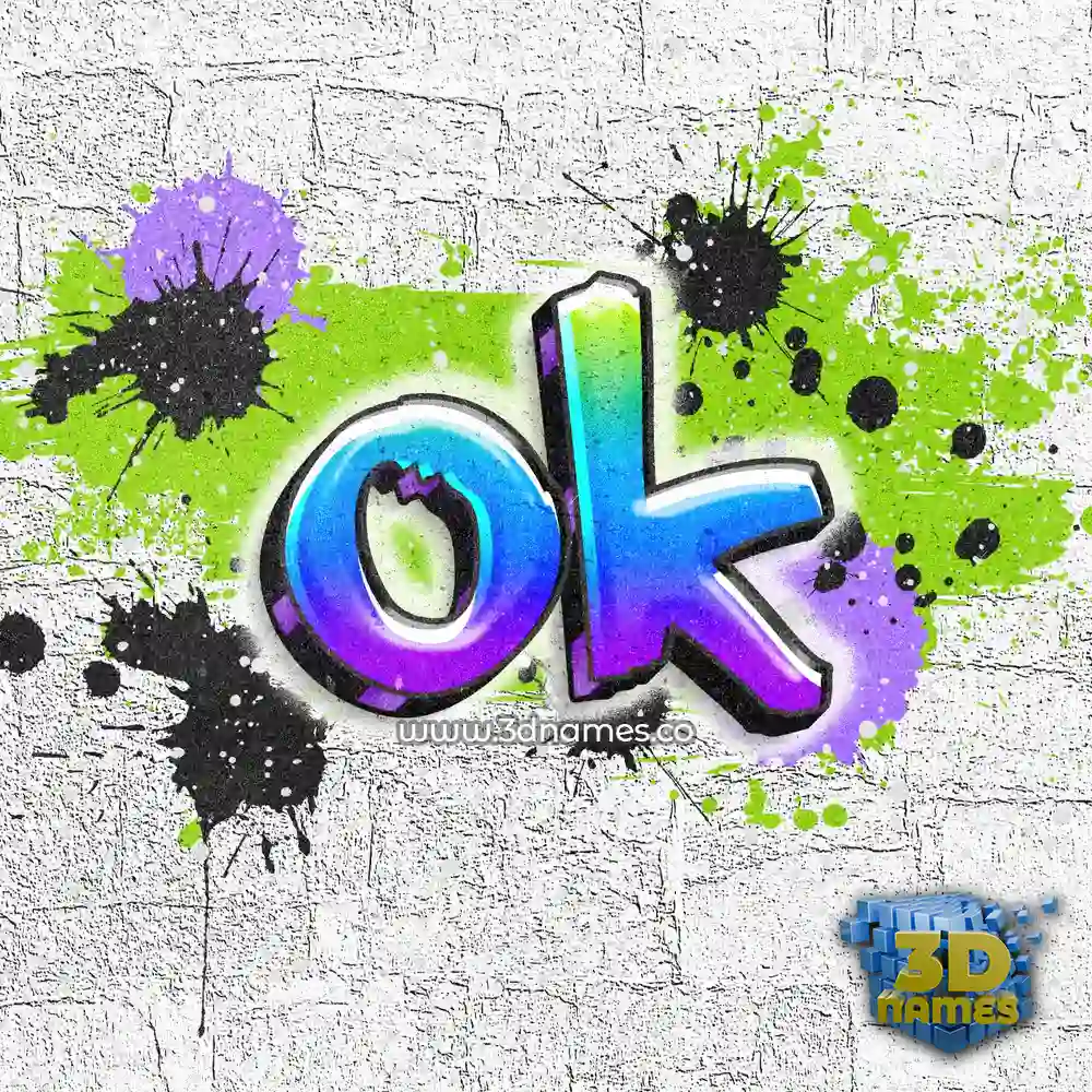 ok in Graffiti Grunge style - 3D name wallpaper