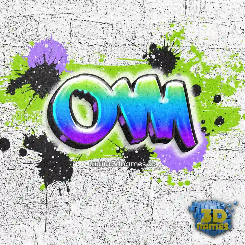 om in Graffiti Grunge style - 3D name wallpaper
