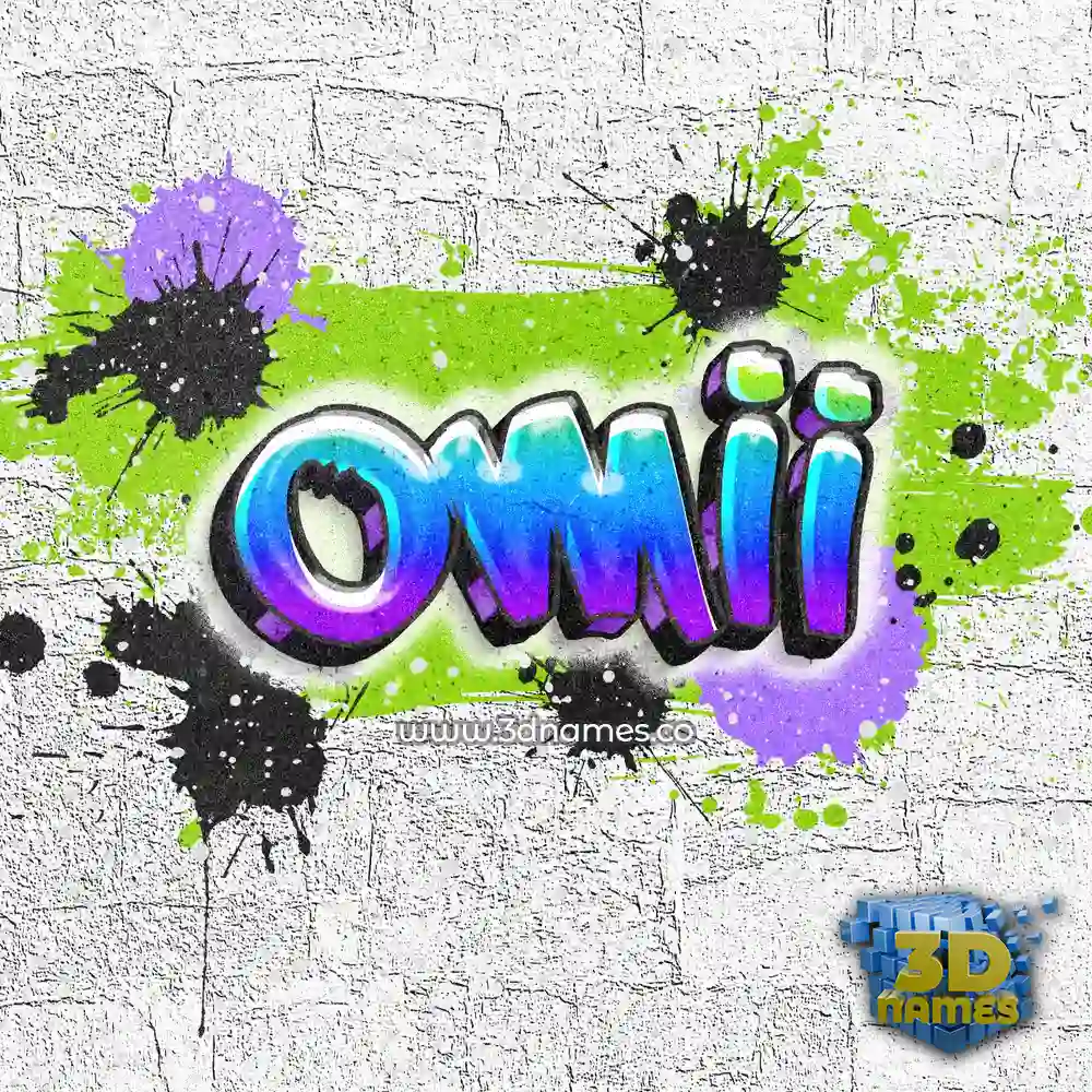 omii in Graffiti Grunge style - 3D name wallpaper