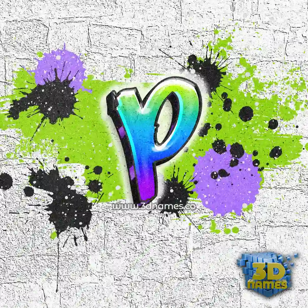 p in Graffiti Grunge style - 3D name wallpaper