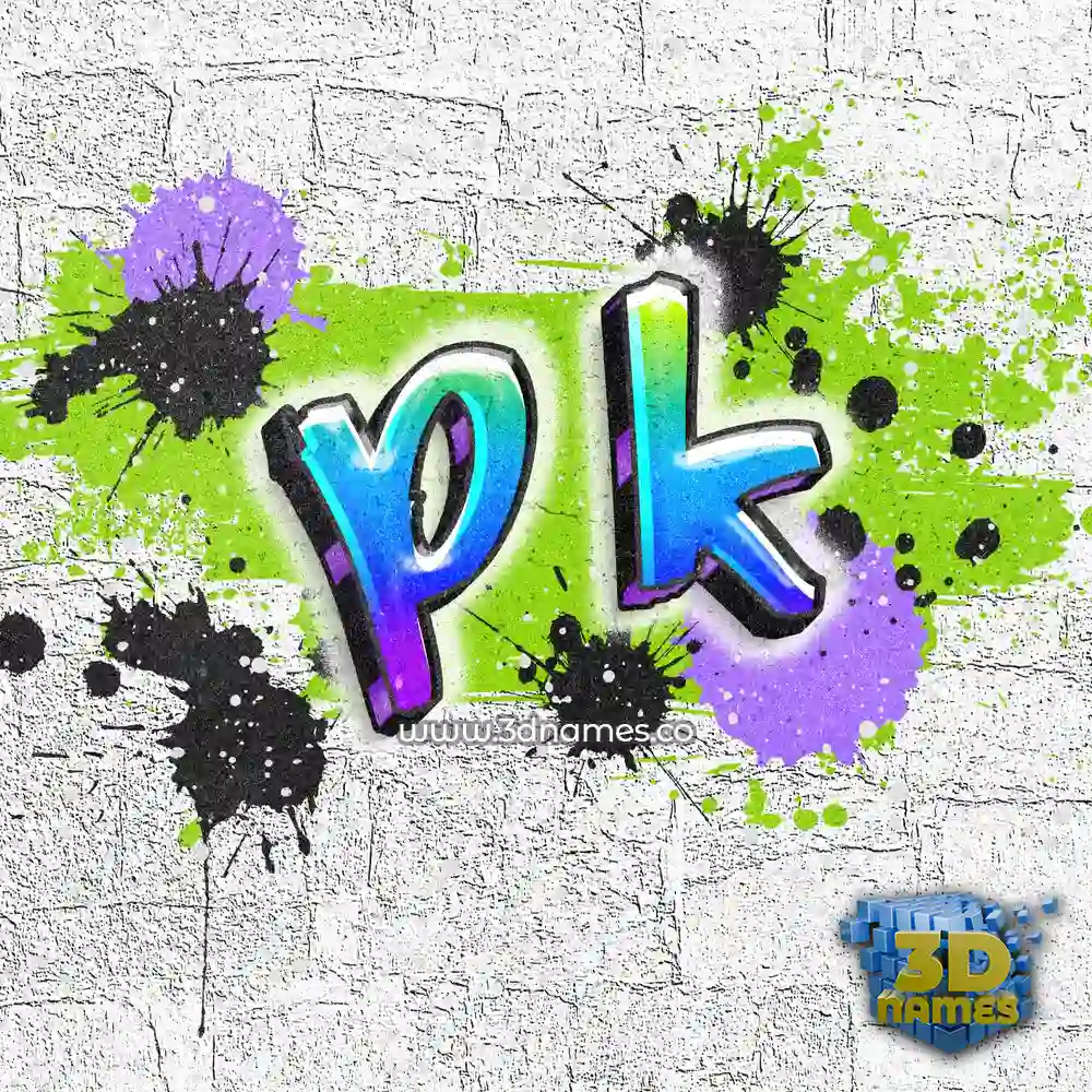 p k in Graffiti Grunge style - 3D name wallpaper