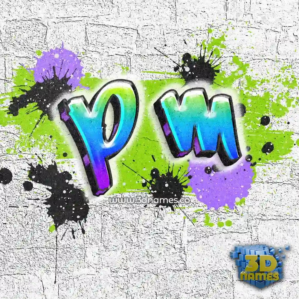p m in Graffiti Grunge style - 3D name wallpaper