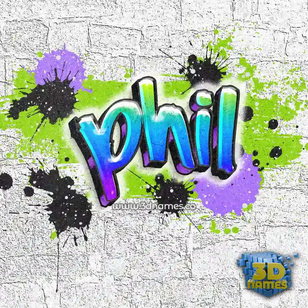 phil in Graffiti Grunge style - 3D name wallpaper