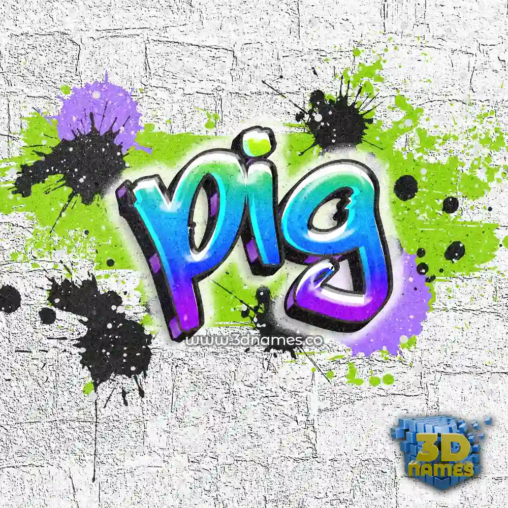 pig in Graffiti Grunge style - 3D name wallpaper