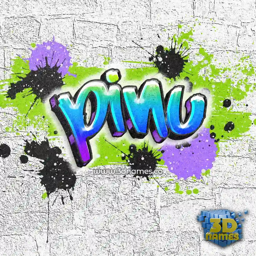 pinu in Graffiti Grunge style - 3D name wallpaper