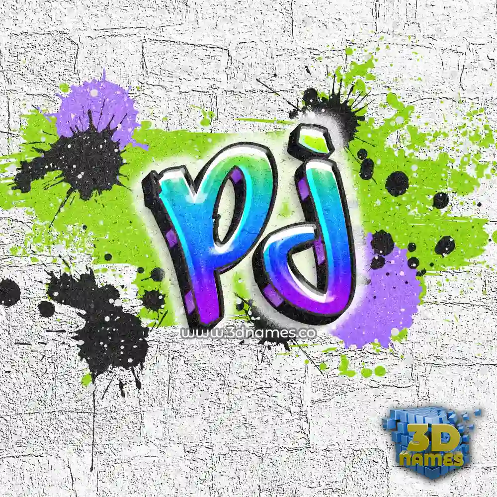 pj in Graffiti Grunge style - 3D name wallpaper