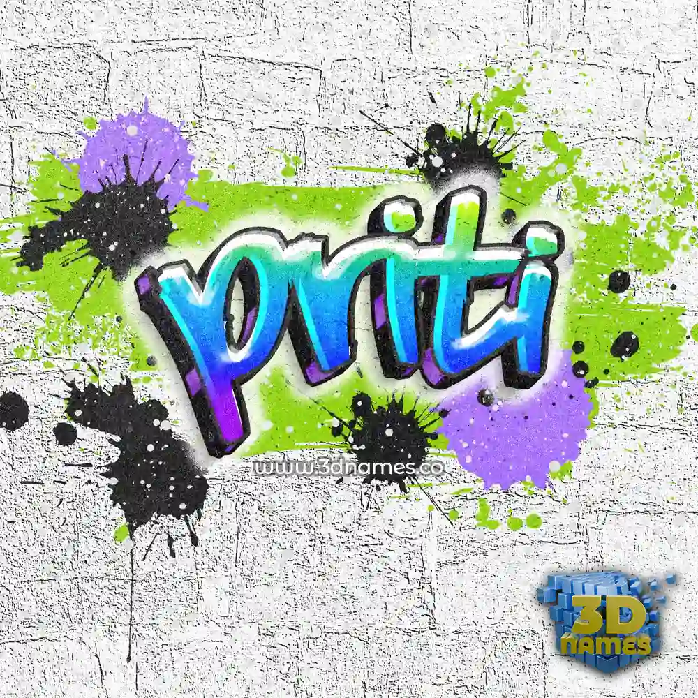 priti in Graffiti Grunge style - 3D name wallpaper