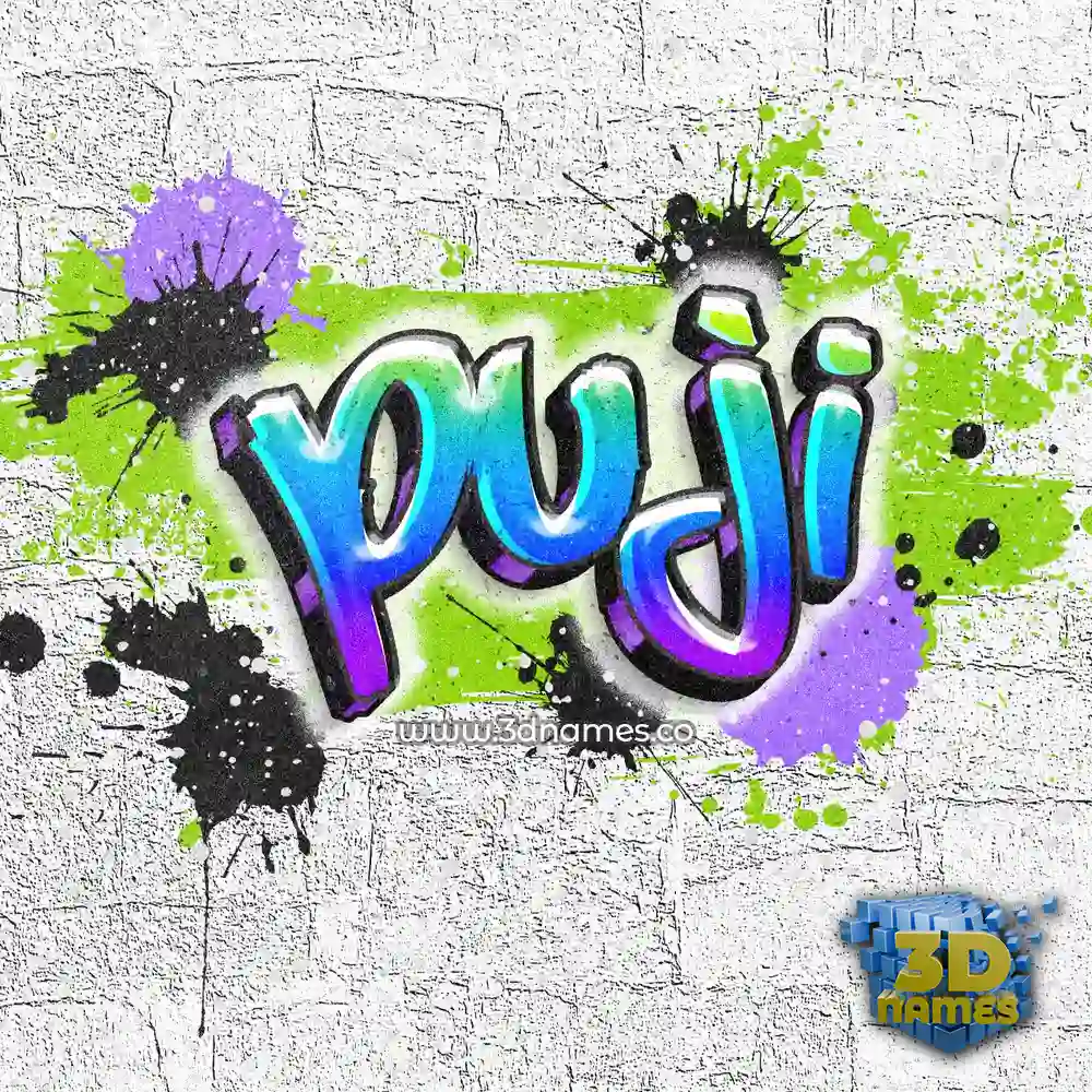 puji in Graffiti Grunge style - 3D name wallpaper