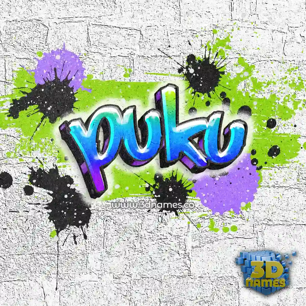 puku in Graffiti Grunge style - 3D name wallpaper