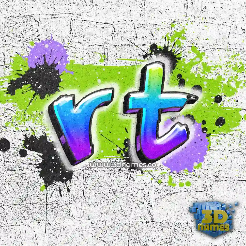 r t in Graffiti Grunge style - 3D name wallpaper