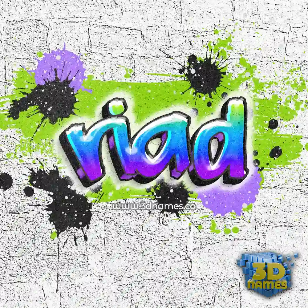 riad in Graffiti Grunge style - 3D name wallpaper