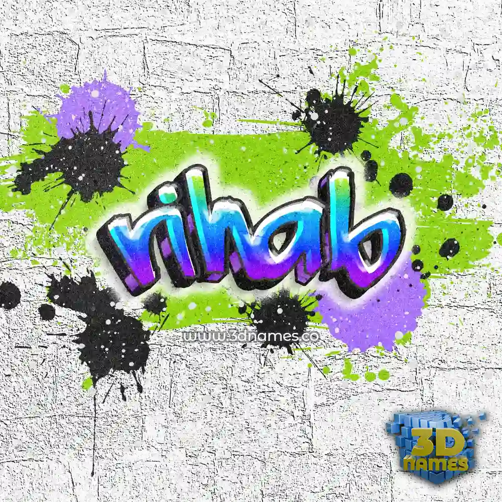 rihab in Graffiti Grunge style - 3D name wallpaper