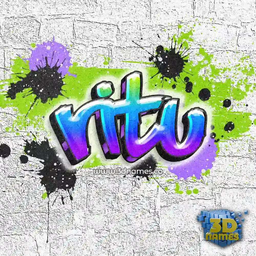 ritu in Graffiti Grunge style - 3D name wallpaper
