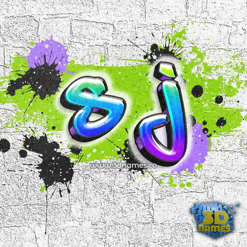 s j in Graffiti Grunge style - 3D name wallpaper