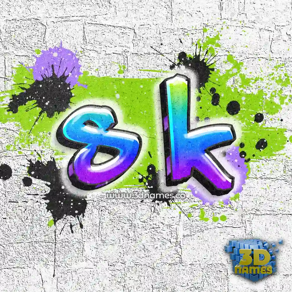 s k in Graffiti Grunge style - 3D name wallpaper