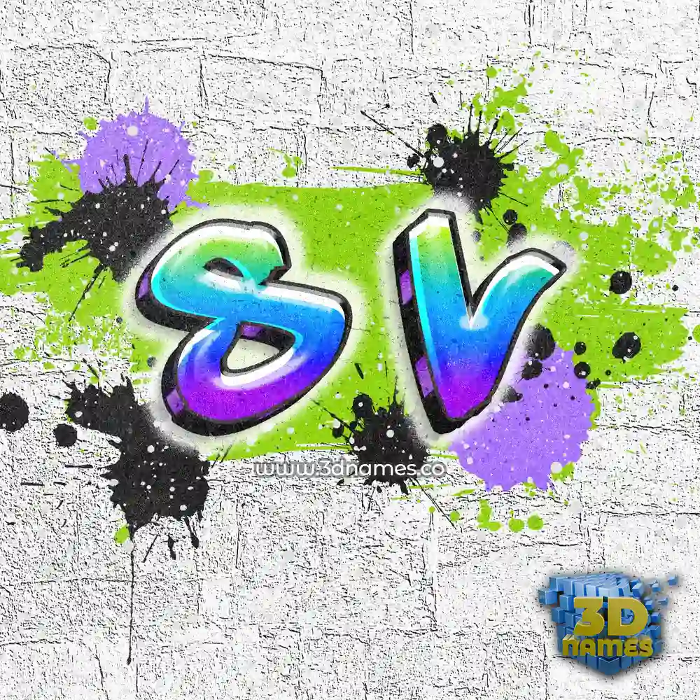 s v in Graffiti Grunge style - 3D name wallpaper