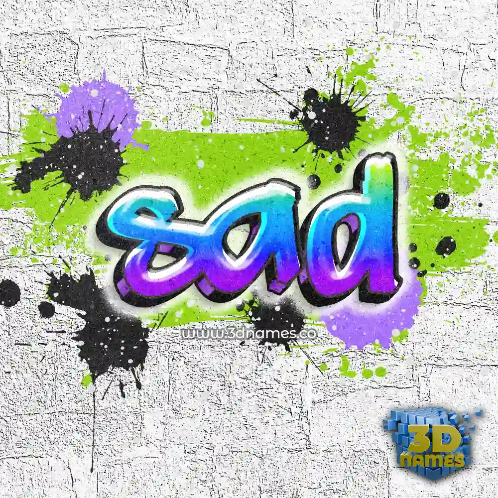 sad in Graffiti Grunge style - 3D name wallpaper