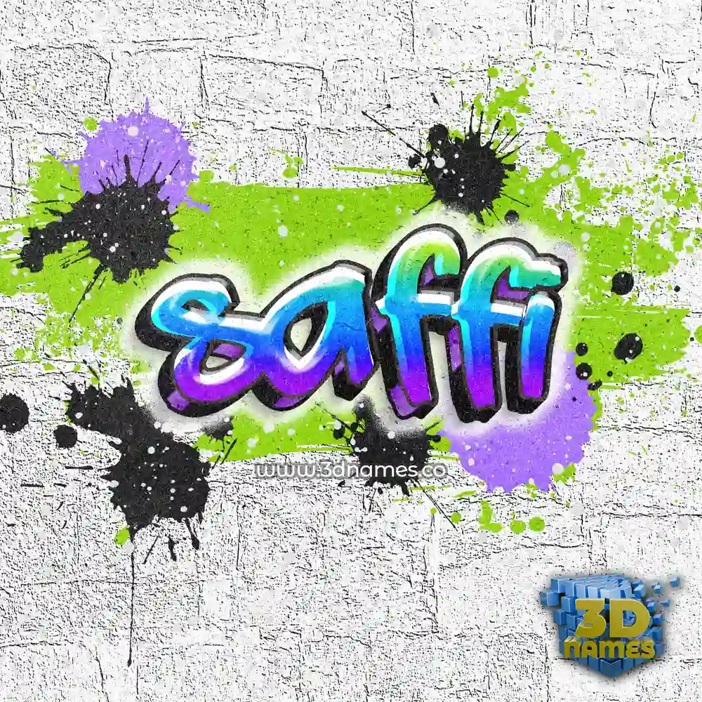 saffi in Graffiti Grunge style - 3D name wallpaper