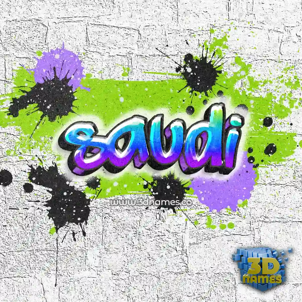 saudi in Graffiti Grunge style - 3D name wallpaper