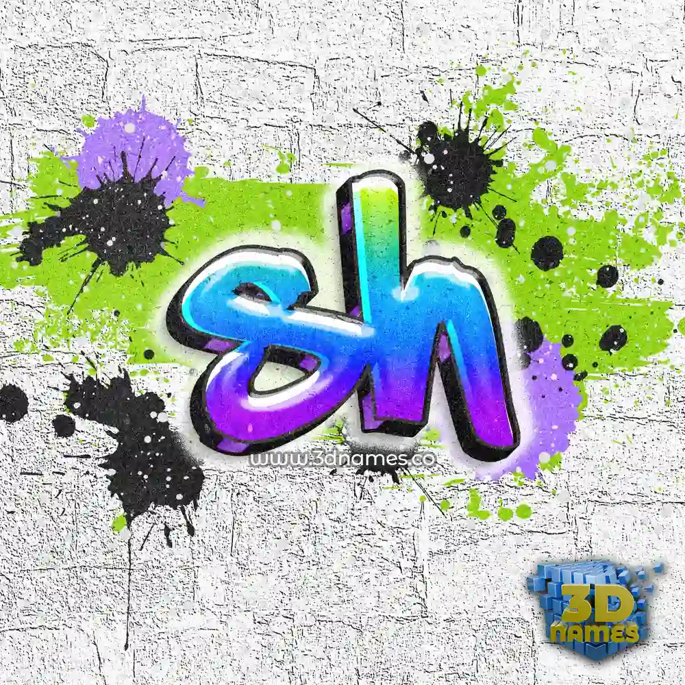sh in Graffiti Grunge style - 3D name wallpaper