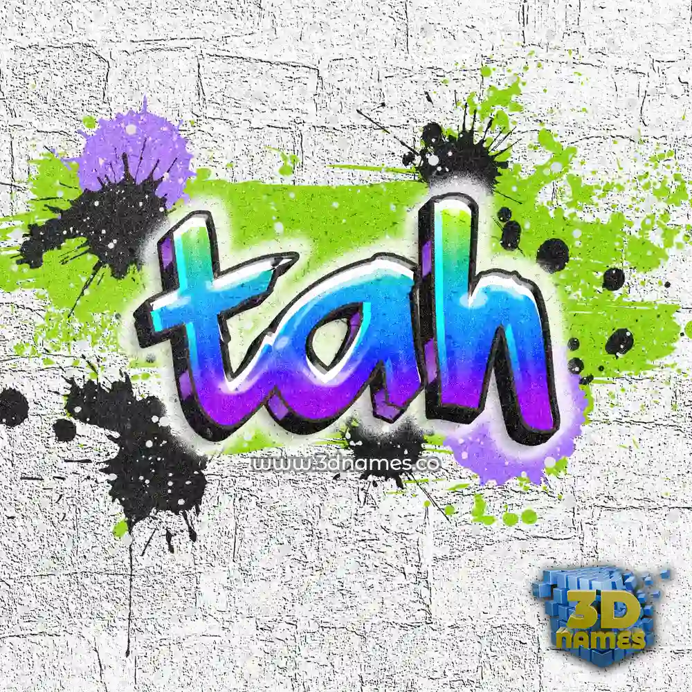 tah in Graffiti Grunge style - 3D name wallpaper