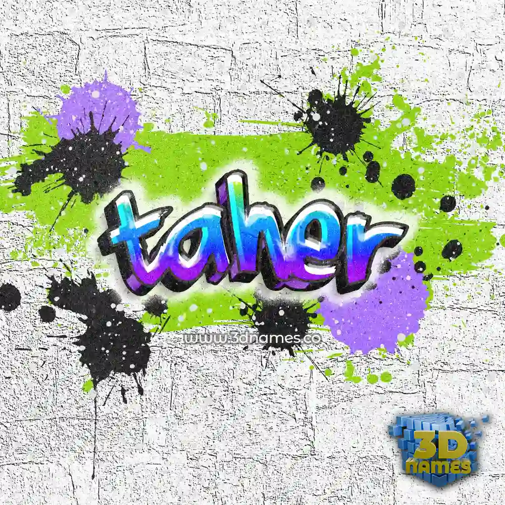 taher in Graffiti Grunge style - 3D name wallpaper