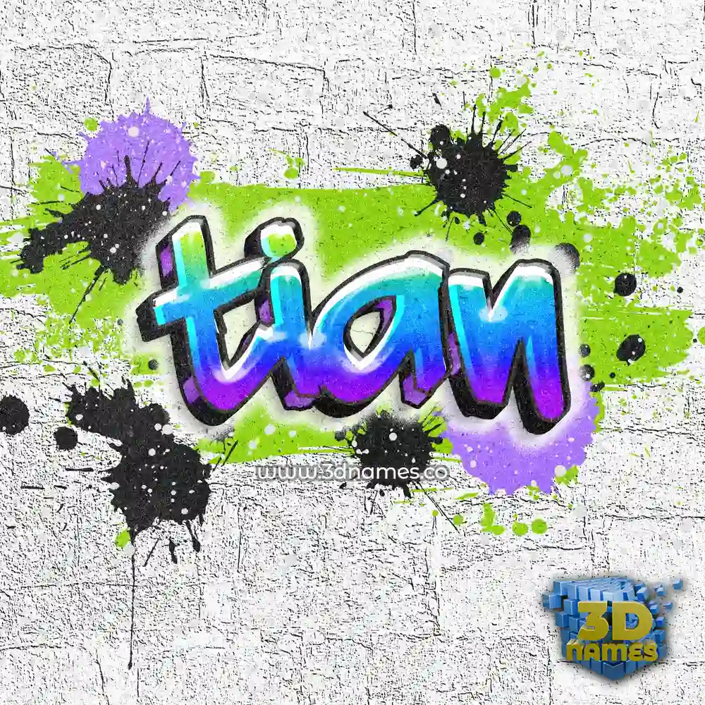 tian in Graffiti Grunge style - 3D name wallpaper