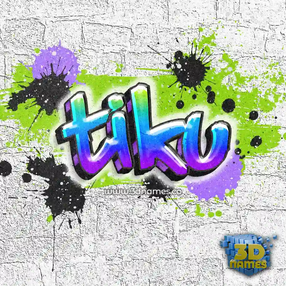 tiku in Graffiti Grunge style - 3D name wallpaper