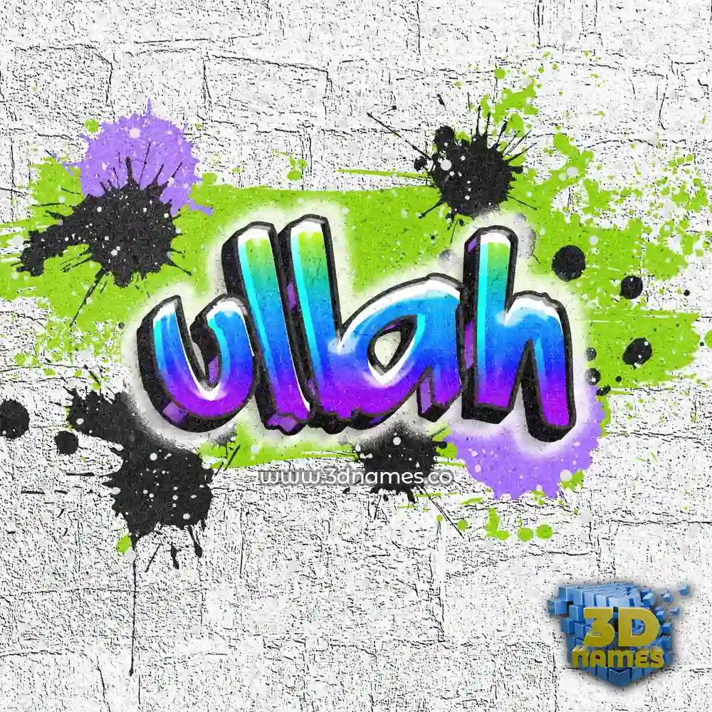 ullah in Graffiti Grunge style - 3D name wallpaper