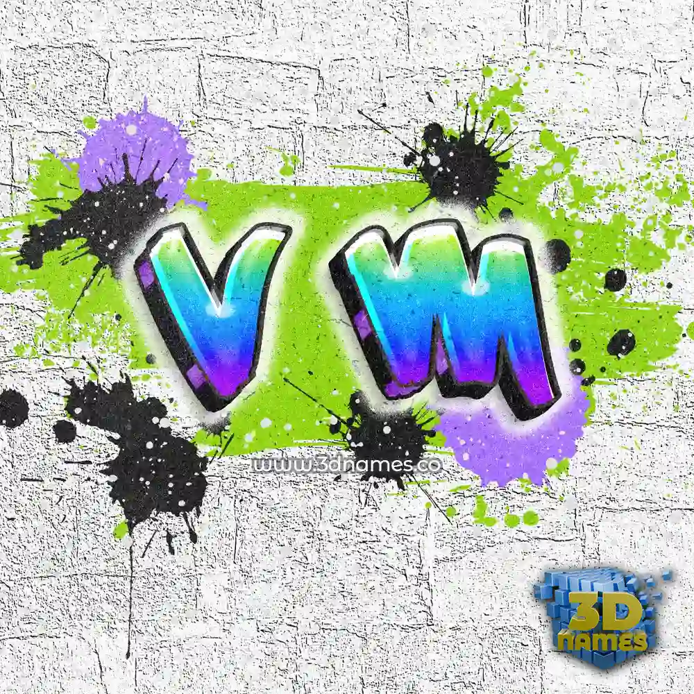 v m in Graffiti Grunge style - 3D name wallpaper