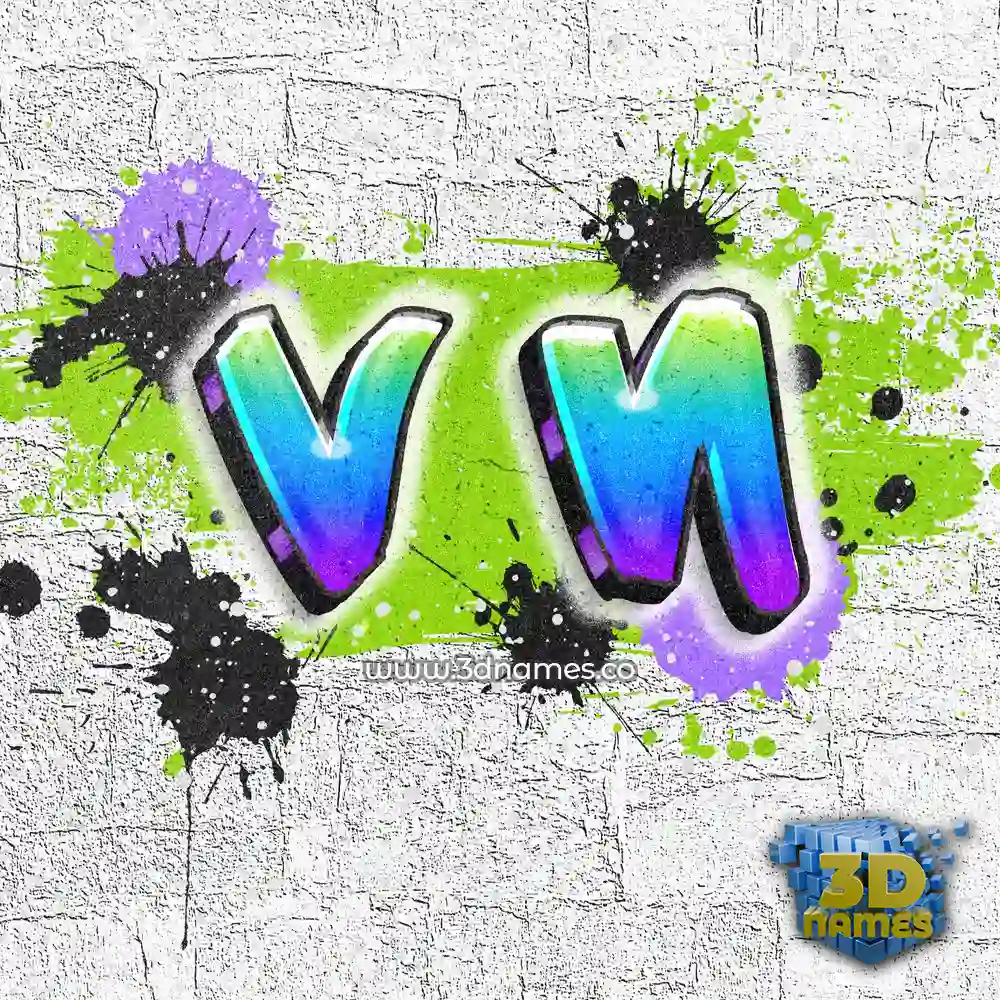 v n in Graffiti Grunge style - 3D name wallpaper