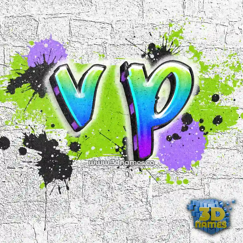 v p in Graffiti Grunge style - 3D name wallpaper