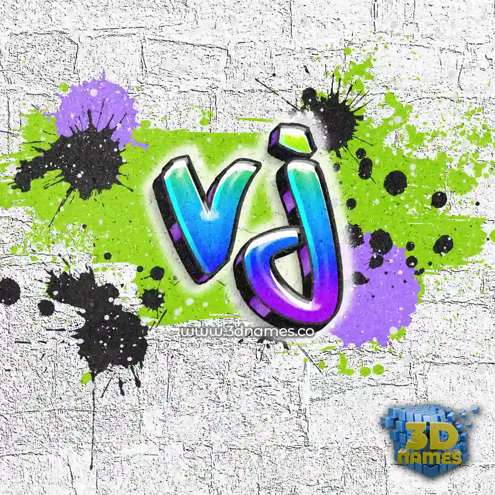 vj in Graffiti Grunge style - 3D name wallpaper